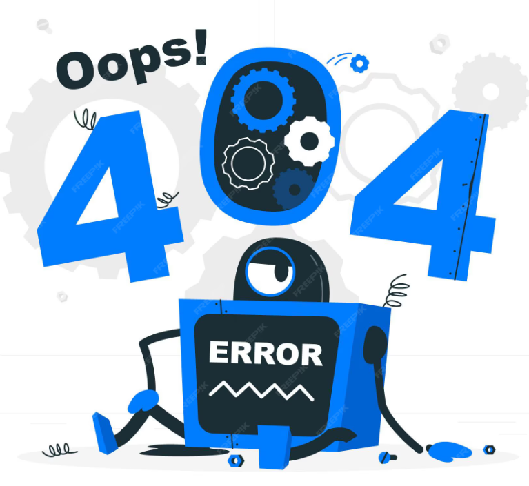 Quirky 404 Robot Illustration